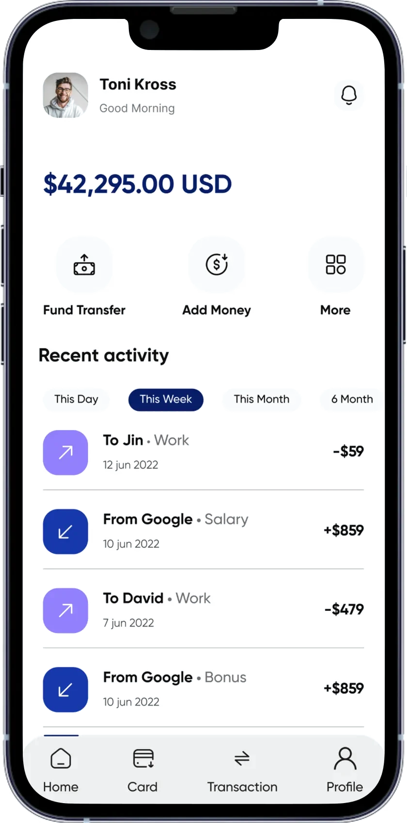 N7 mobile app — home screen